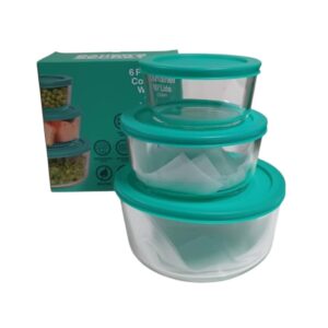 BS 40694 BS 6PC ROUND GLASS CONTAINER W LID