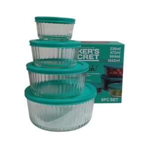 BS 41395 BS 8PC ROUND GLASS CONTAINER SET W LID